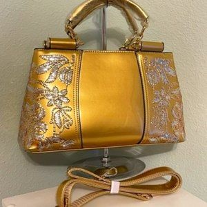 NEW Gold & Sequin Top Handle Bag
